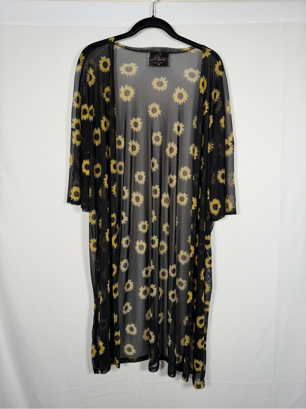 Love Maternity Black and Pale Yellow‎ Sheer Sunflower Kimono